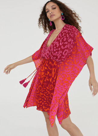 Short animal print kaftan