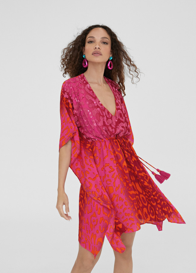 Short animal print kaftan