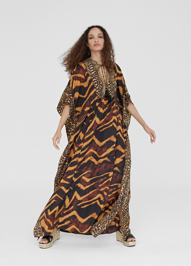 Caftan long imprimé animal