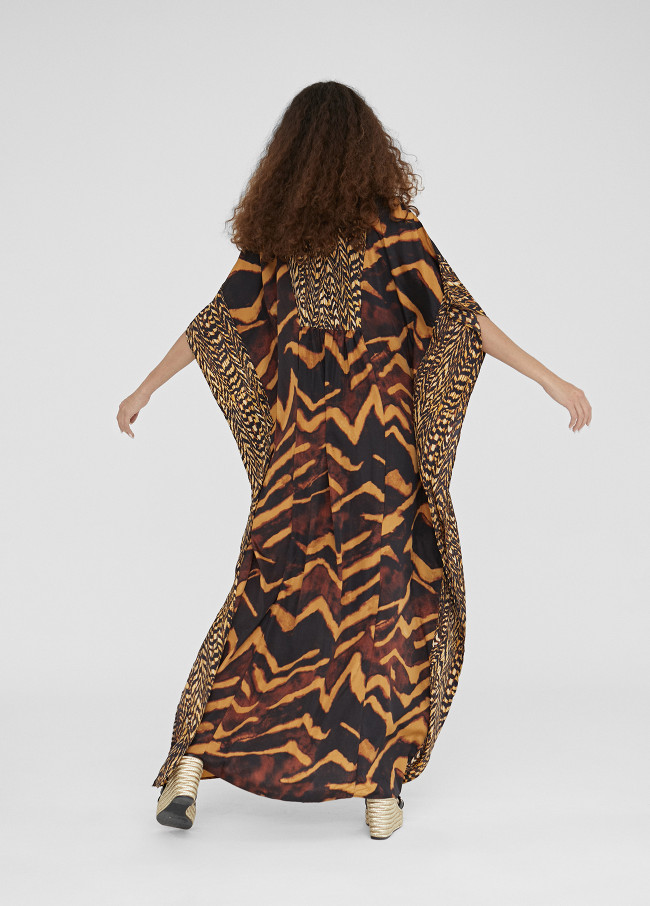 Caftan long imprimé animal