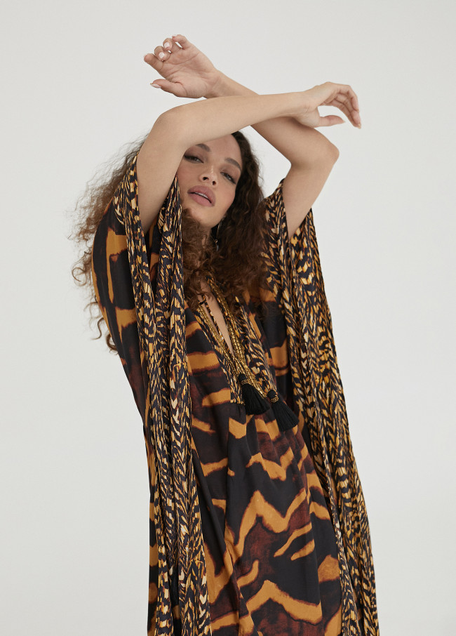 Caftan long imprimé animal