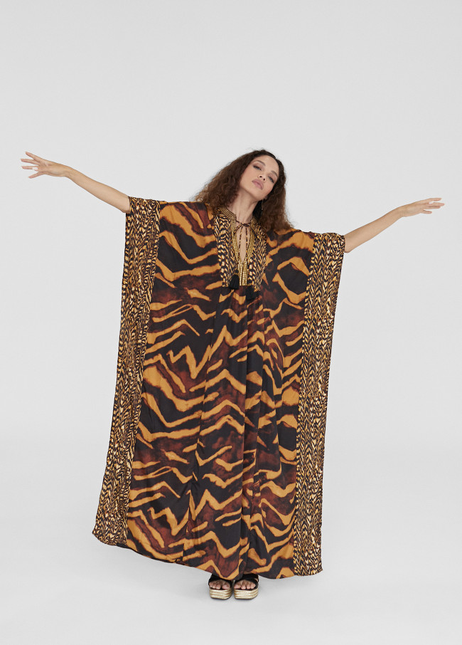 Langer Kaftan mit Animalprint