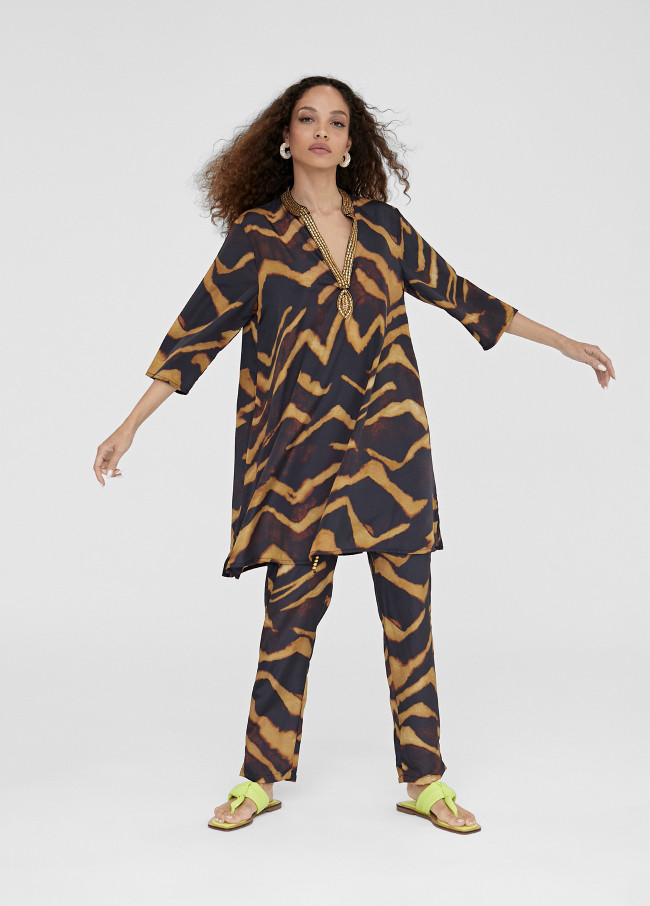 Kurzer Kaftan mit Zebraprint