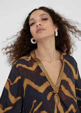 Kurzer Kaftan mit Zebraprint