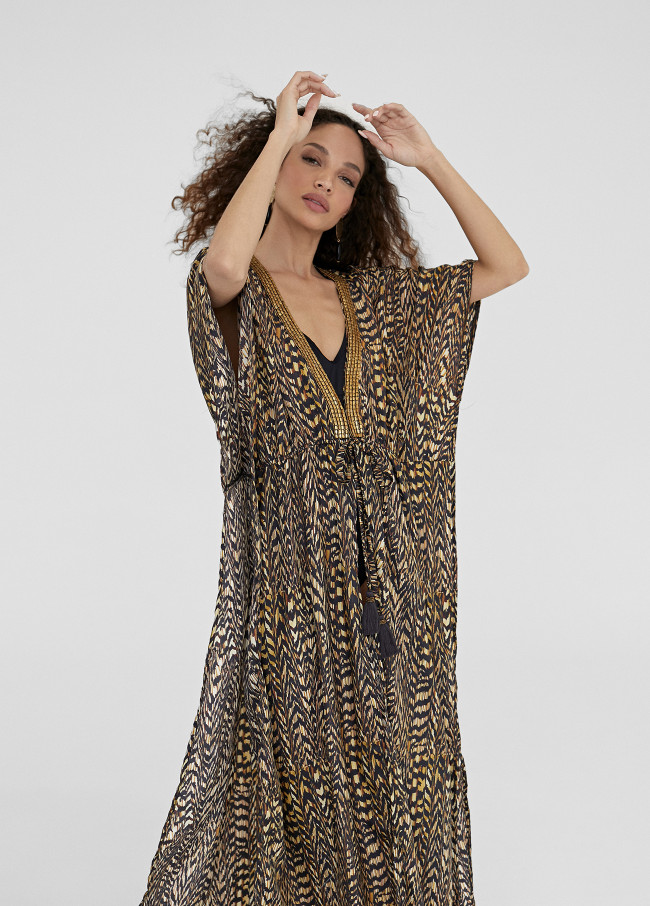 Long animal print kaftan