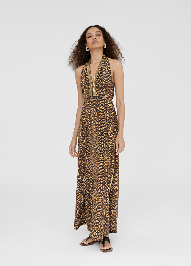 Animal print halter dress