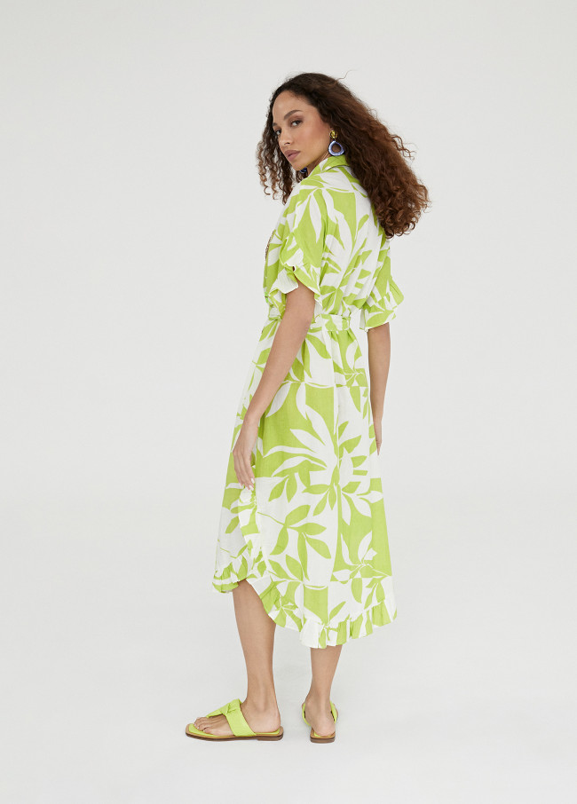 Ruffled printed kaftan