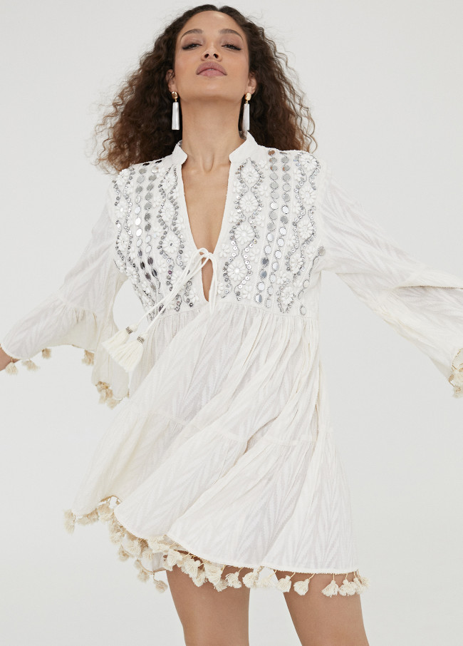 Kurzer Kaftan mit Stickerei