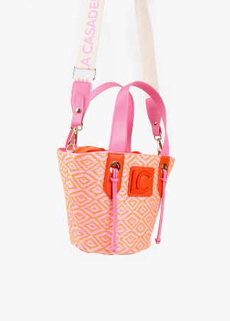 Borsa a cesta bicolore a tracolla