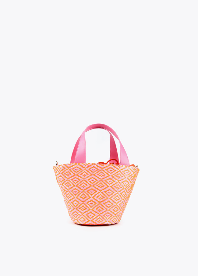Two-tone basket-style crossbody bag