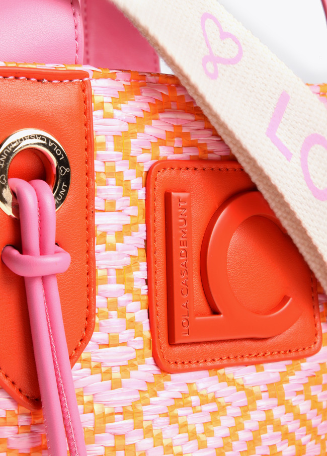 Two-tone basket-style crossbody bag