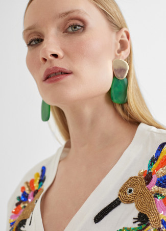 Maglietta con ricamo multicolore