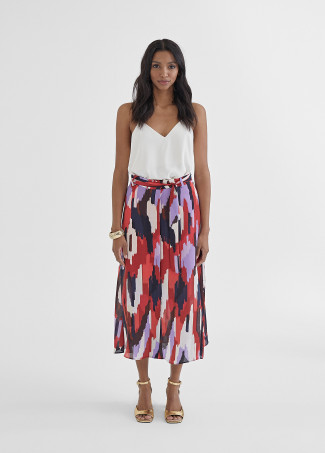 Midi skirt with belt