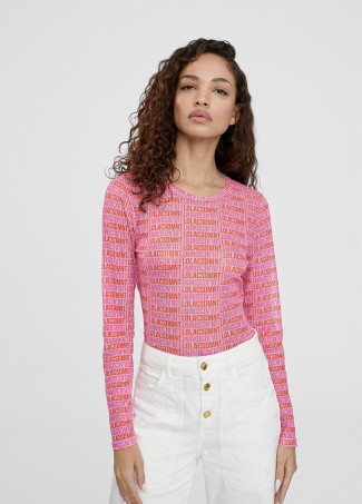 Netz-T-Shirt mit Monogramm