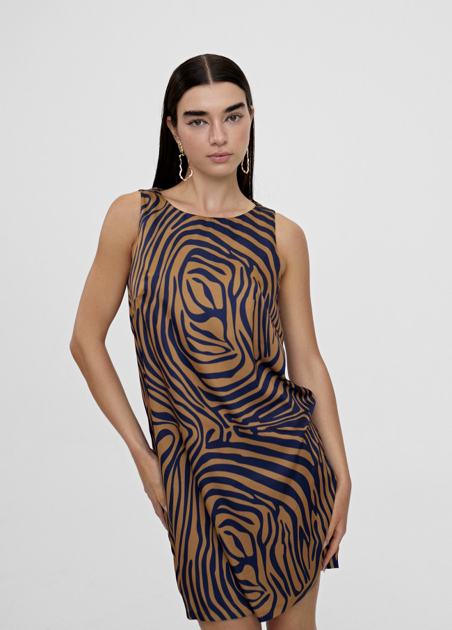 Kurzes Kleid mit Zebra-Print
