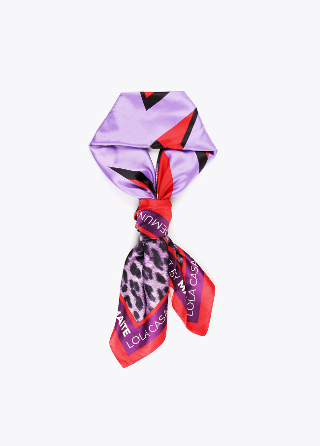 Red and lilac animal print scarf