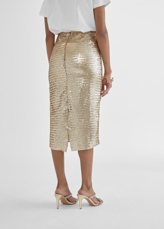 Falda lápiz metalizada