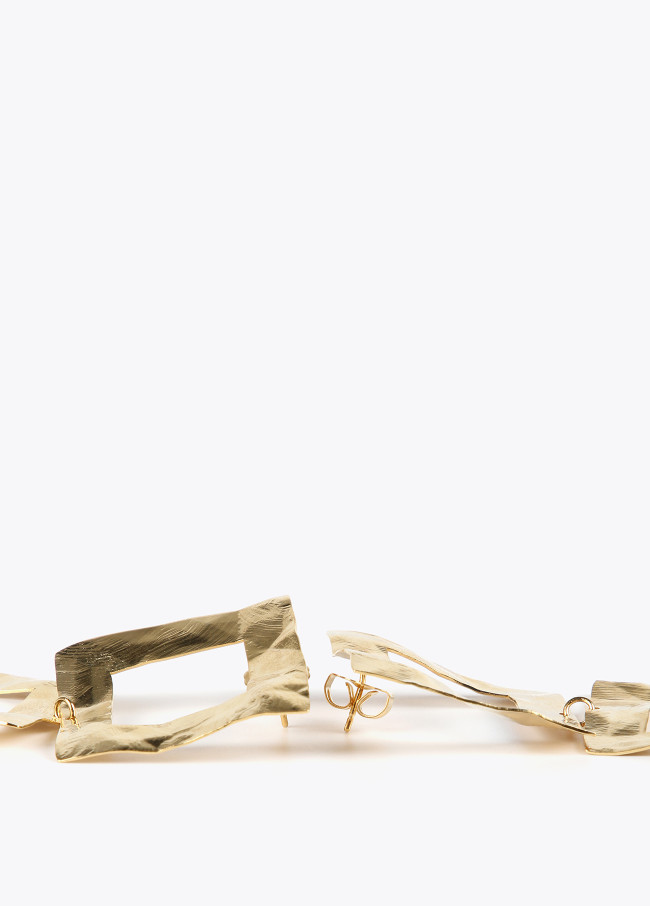 Pendientes dorados doble cuadrado