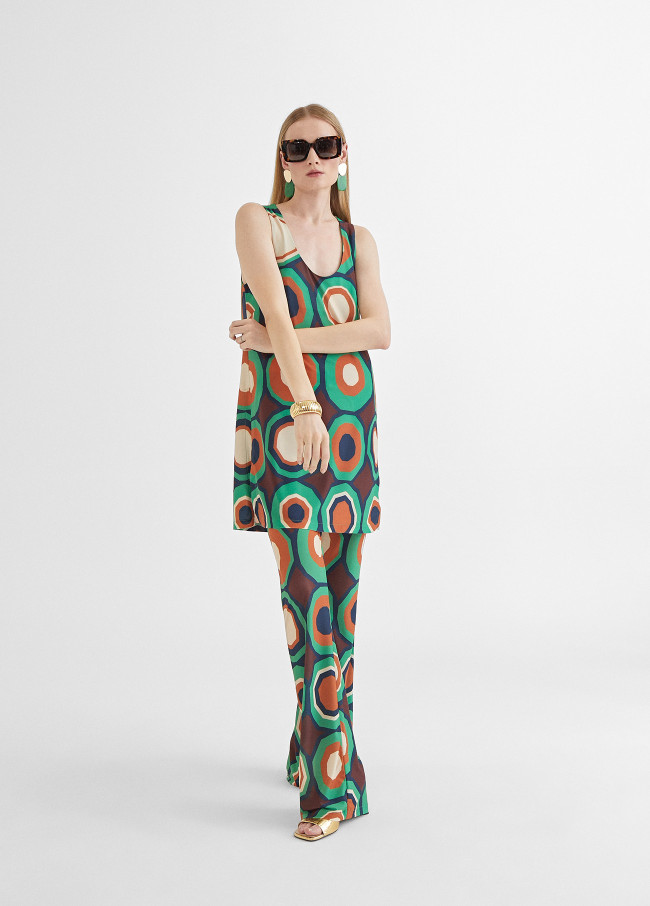Knit trousers with print