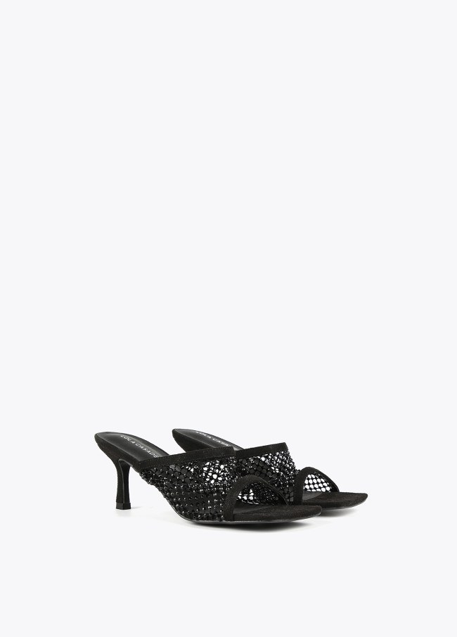 Sandales à talon avec maille à strass