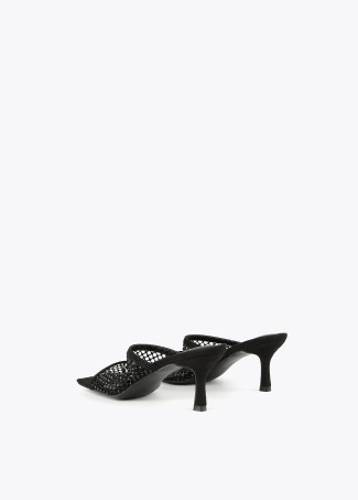 Sandalia de tacón  y malla de strass