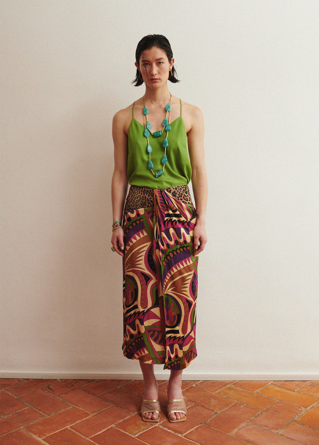Printed pareo skirt