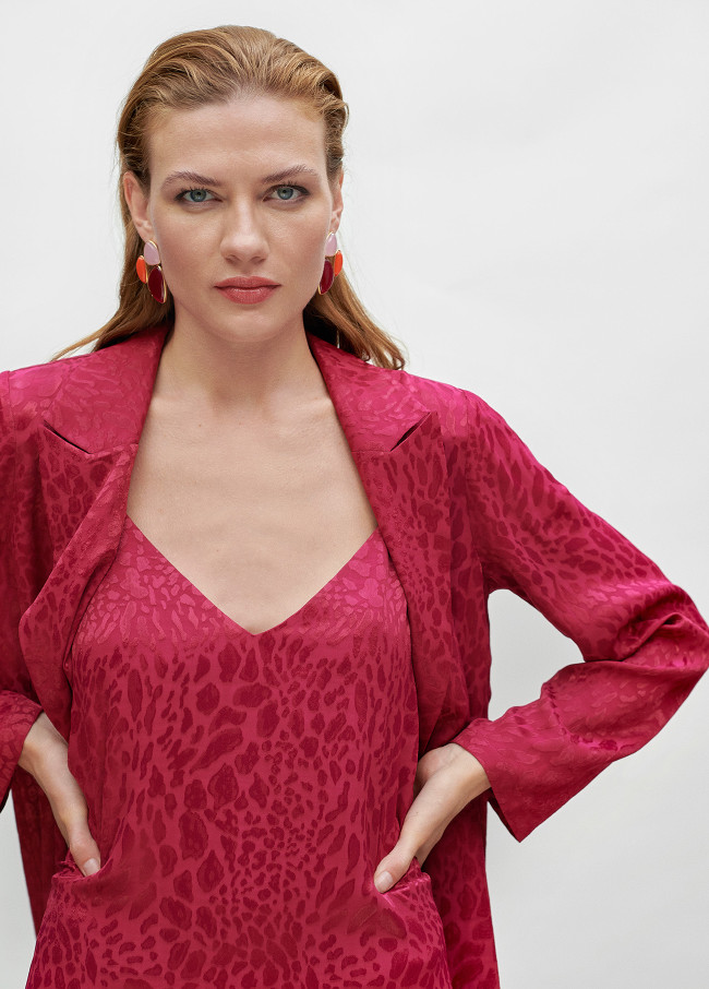 Fuchsia jacquard print blouse