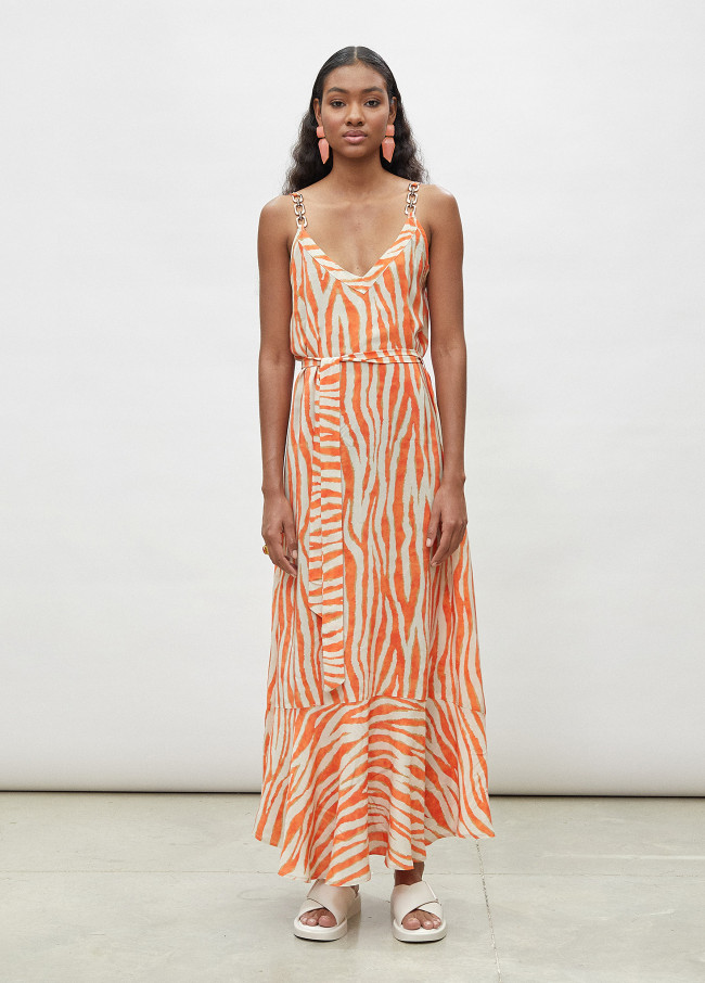 Zebra print dress with straps