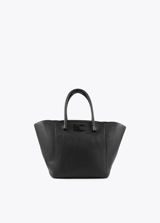 Grained faux leather tote bag