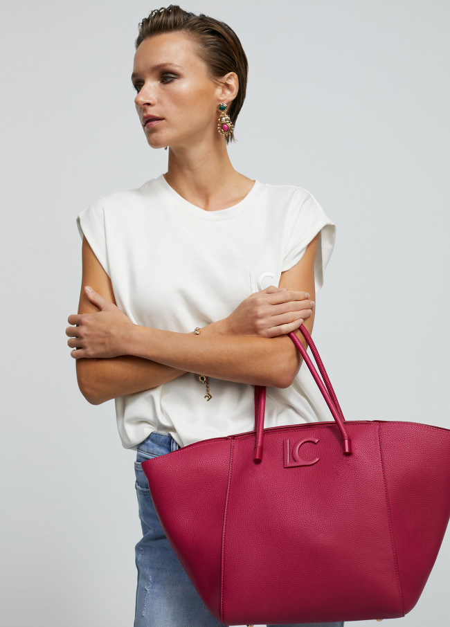 Grained faux leather tote bag