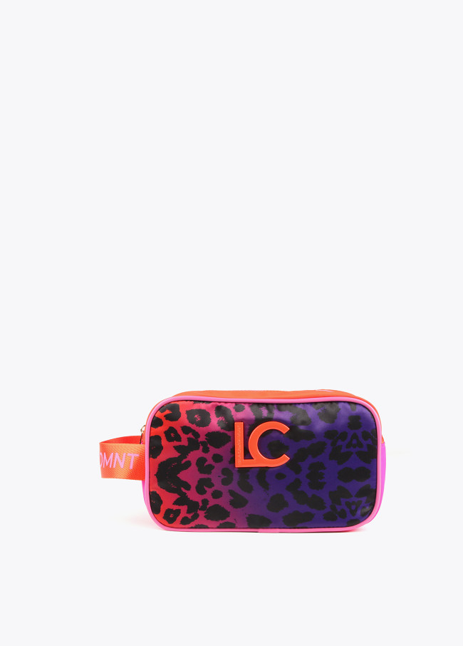 Multicoloured animal print toiletry bag