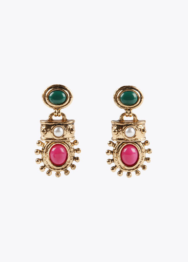 Golden earrings with stones