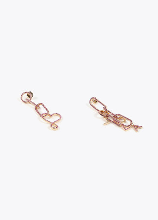 Earrings with pendants and rhinestones