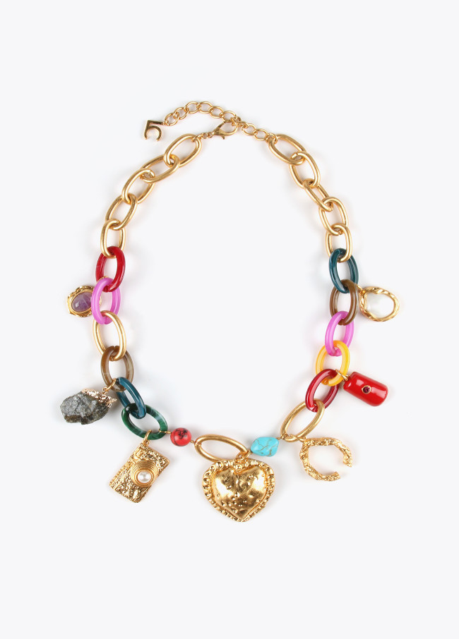 Coloured charm necklace