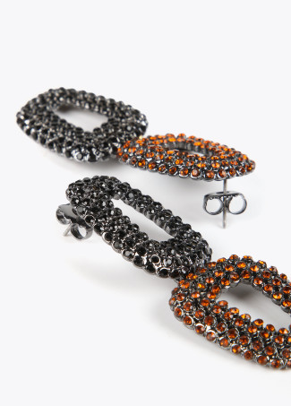 Boucles d’oreilles doubles avec pierres