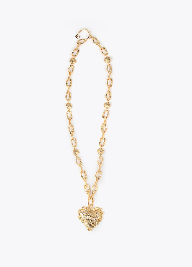 Long gold-toned heart necklace