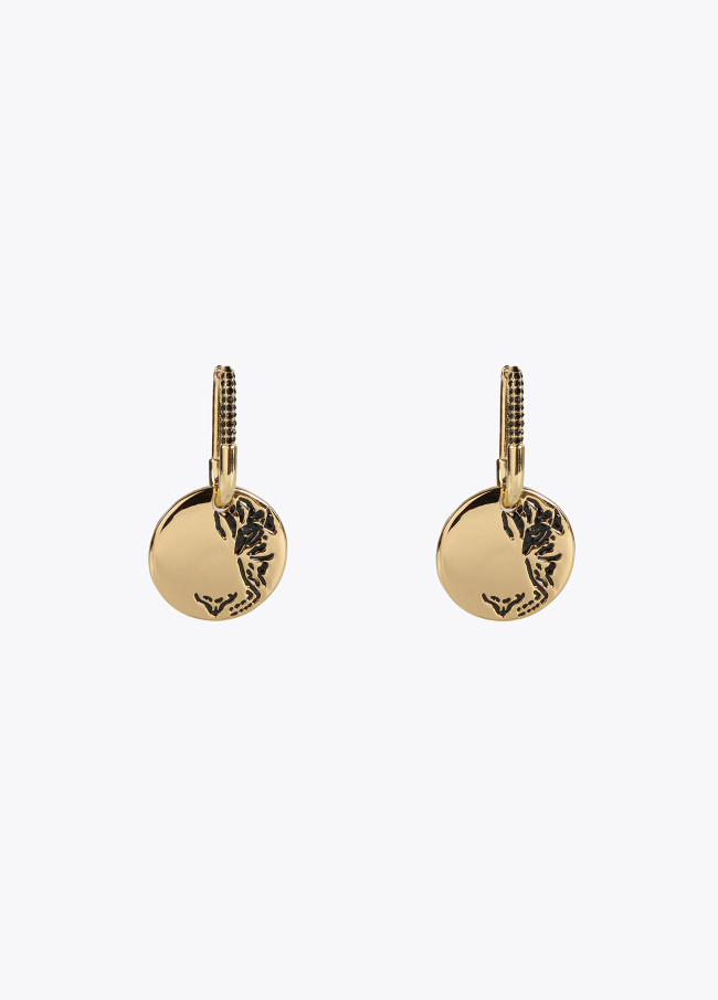 Earrings with tiger pendant