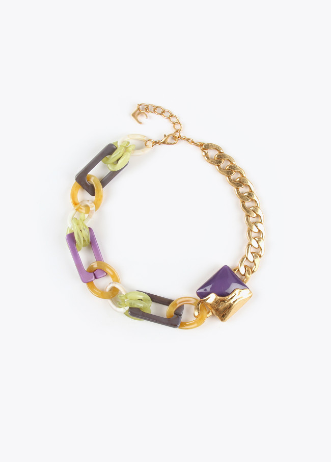 Gold-toned choker necklace in contrast colours