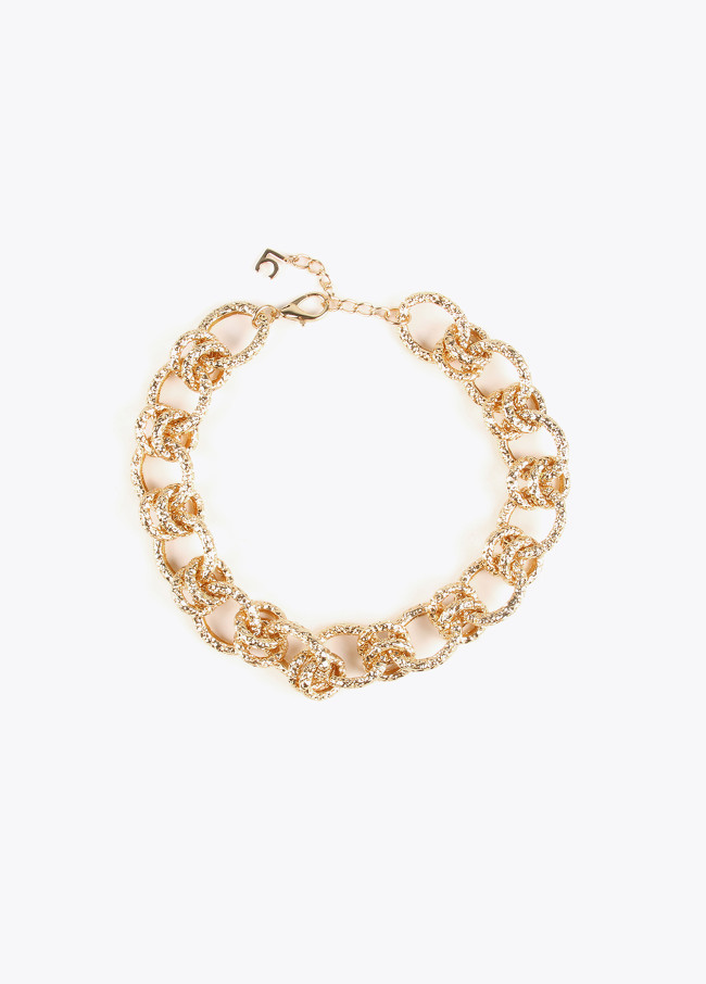 Textured gold-toned choker necklace