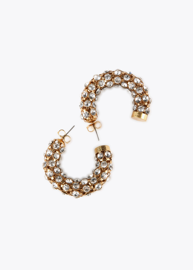 Hoop and rhinestone earrings