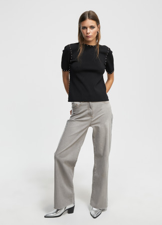 Pullover in maglia borchie