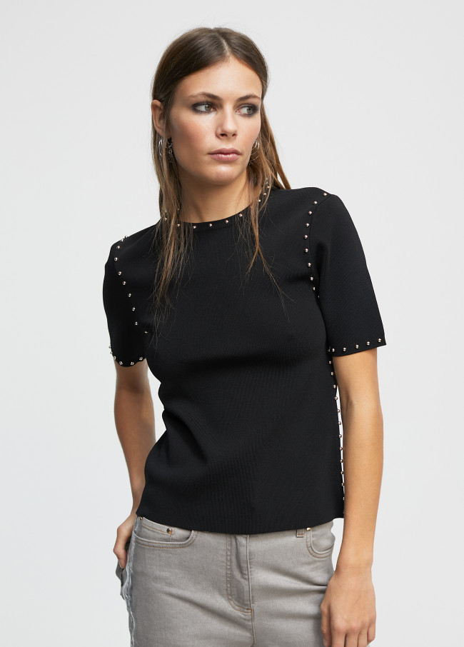 Pullover in maglia borchie