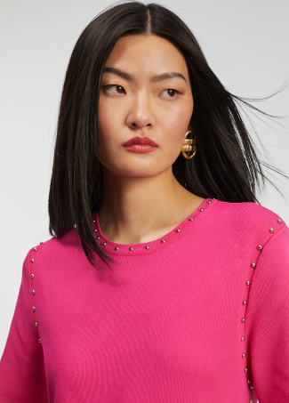Pullover in maglia borchie
