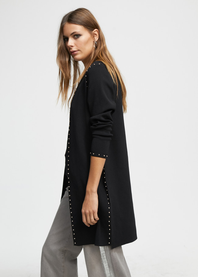 Cardigan de malha com tachas