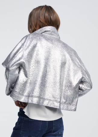 Silver crackled bomber jacket