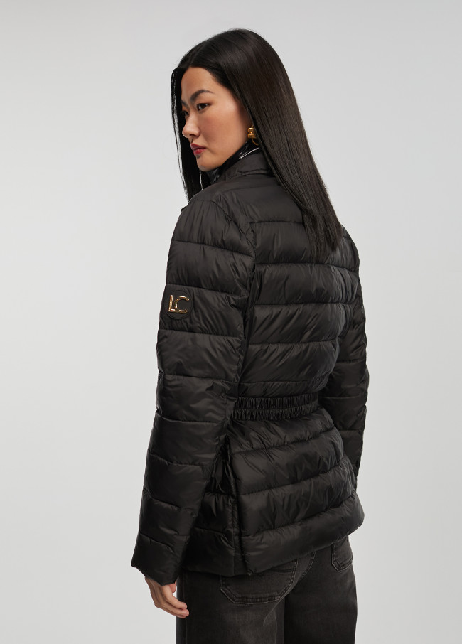 Puffer jacket with belt