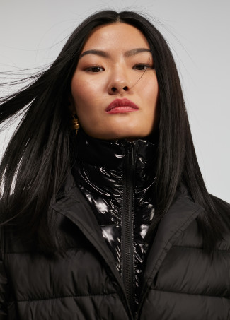 Puffer jacket with belt