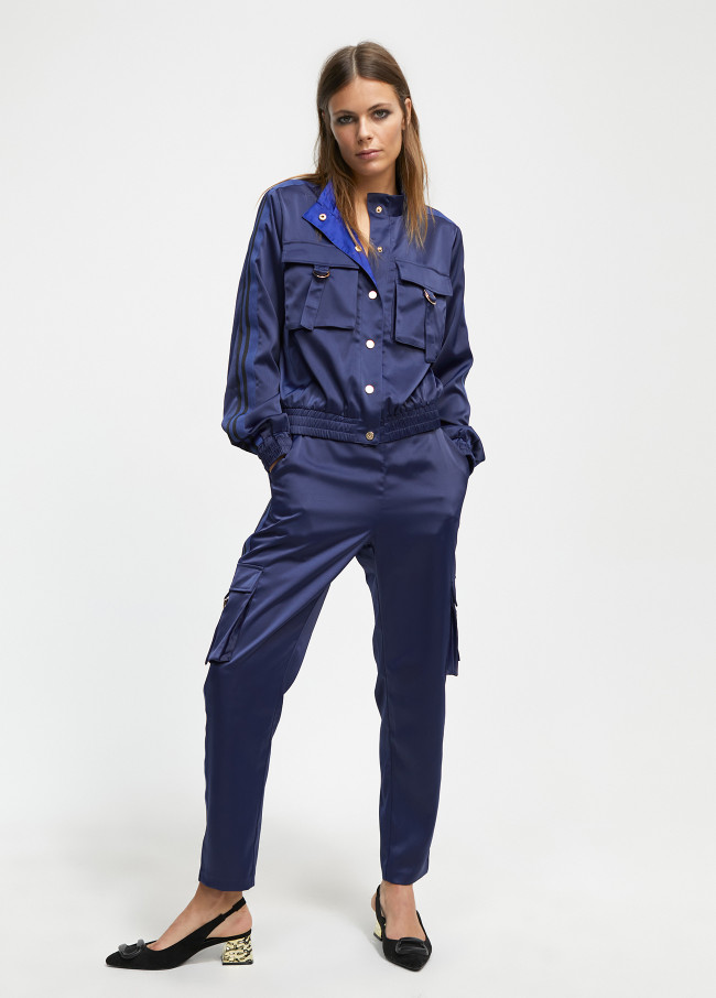 Satin cargo trousers