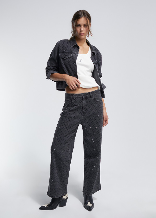 Veste en jean strass