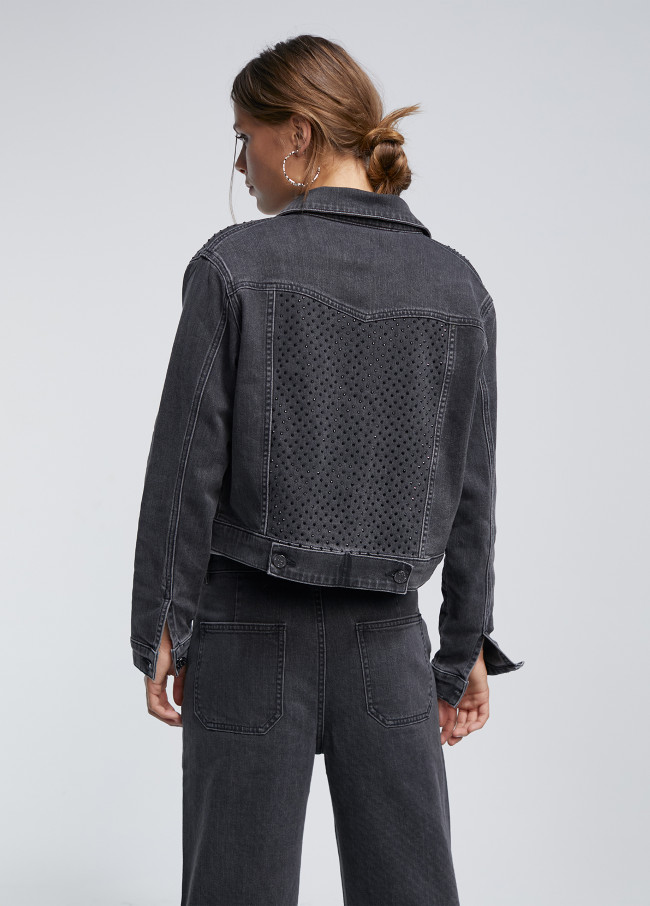 Veste en jean strass
